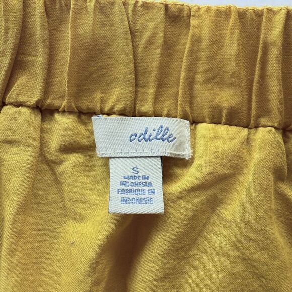 Anthropologie Odille Drawing Parallels Pleated Ribbon Tie Skirt Marigold Yellow - Picture 6 of 10